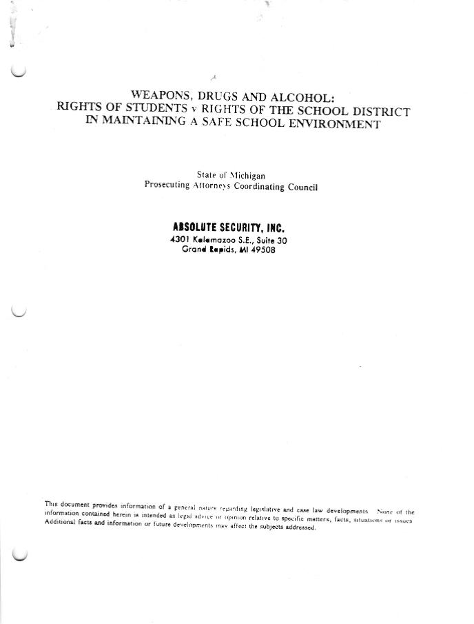 Weapons, Drugs, and Alcohol